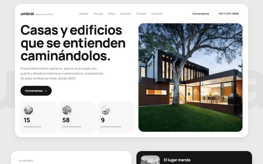 Vista previa del sitio: estudio de arquitectura