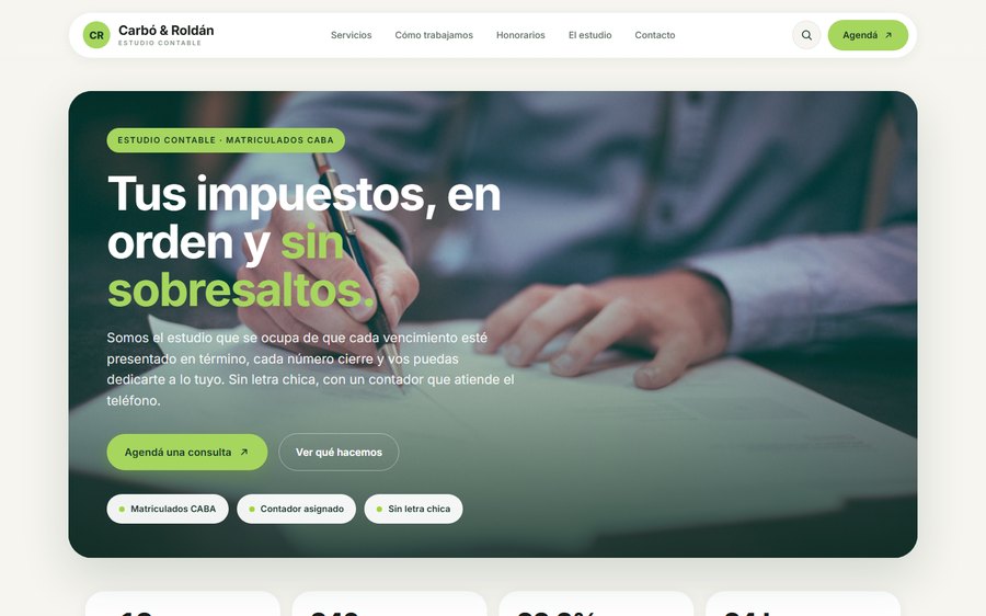 Vista previa del sitio: estudio contable