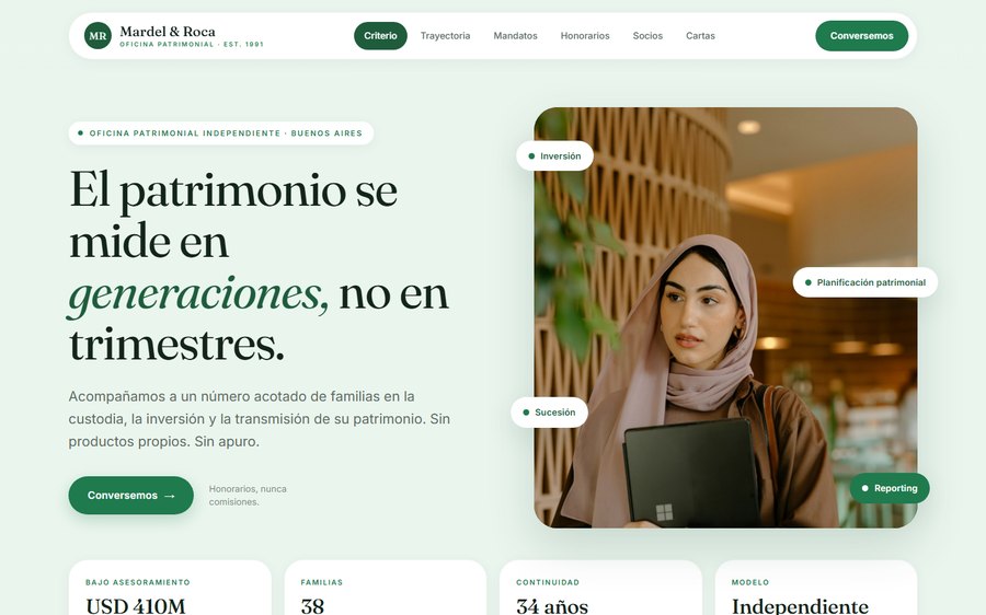 Vista previa del sitio: asesoría patrimonial