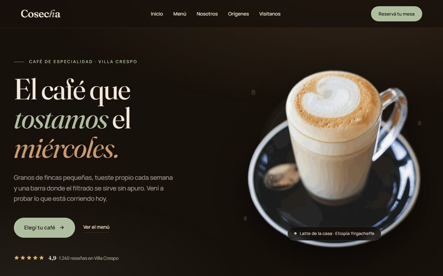 Vista previa del sitio: café de especialidad