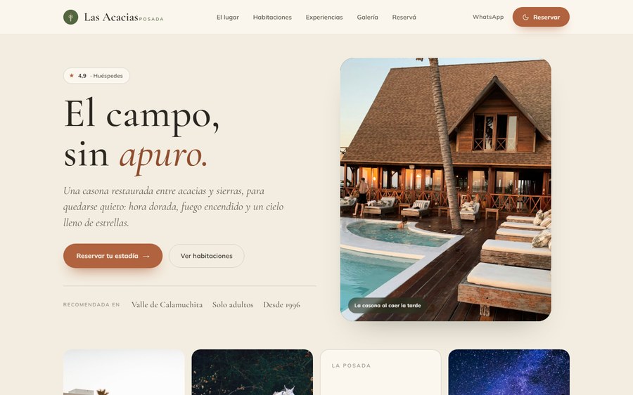 Vista previa del sitio: posada de campo boutique