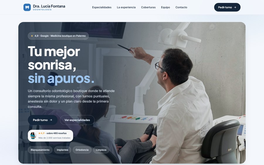 Vista previa del sitio: consultorio de odontología
